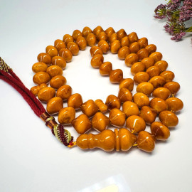 Old Dark Orange German Amber Pressed Stone Amber Prayer Beads