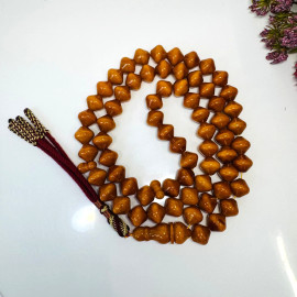 Old Dark Orange German Amber Pressed Stone Amber Prayer Beads