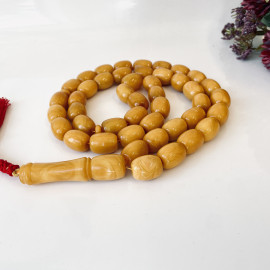 Egg Yolk Milky White Amber Prayer Beads, Yellow Authentic Amber Rosary
