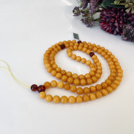 Orange Baltic Amber Mala, Natural Amber Mala with Cherry Separators
