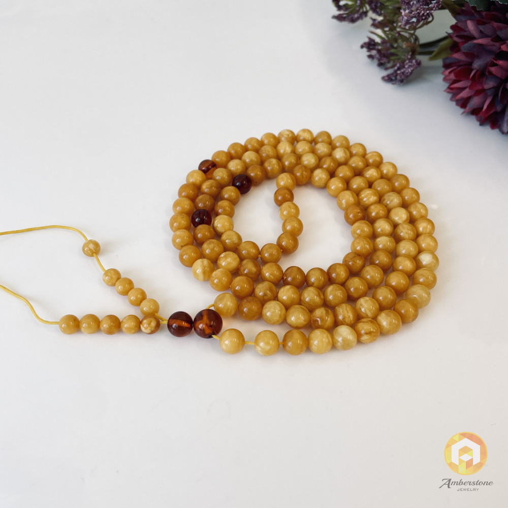 Unique Orange Baltic Amber Mala, Natural Amber Mala