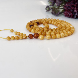 Unique Orange Baltic Amber Mala, Natural Amber Mala