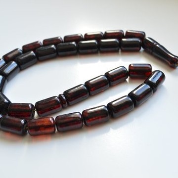 Red Cherry color Baltic Amber Islamic Prayer Beads 68 grams 19 x 12 mm rosary Muslim Rosary مسبحة, Barrel Beads, 33 beads