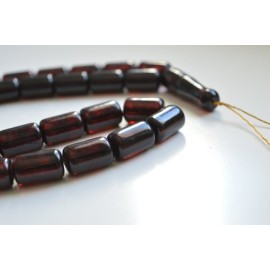 Red Cherry color Baltic Amber Islamic Prayer Beads 68 grams 19 x 12 mm rosary Muslim Rosary مسبحة, Barrel Beads, 33 beads