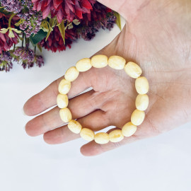 Oval Beaded Amber Bracelet, White Amber Beads