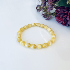 NEW Olive Beaded Amber Bracelet, Yellow Amber...