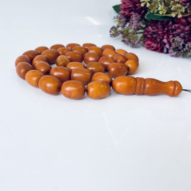 Old German Amber Islamic Prayer Beads, Natural Baltic Amber Tasbih, Vintage Brown Misbaha