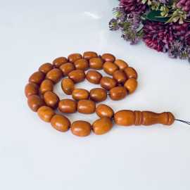 Old German Amber Islamic Prayer Beads, Natural Baltic Amber Tasbih, Vintage Brown Misbaha