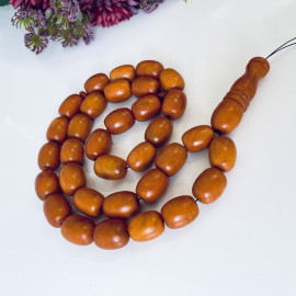 Old German Amber Islamic Prayer Beads, Natural Baltic Amber Tasbih, Vintage Brown Misbaha