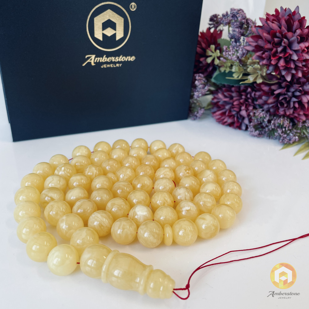 صلاة إسلامية عنبر النمر الطبيعي 45 خرزة، مسبحة عنبر البلطيق