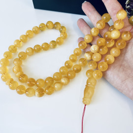 Amber Prayer Beads, Round Muslim Beads, Natural Islamic Rosary