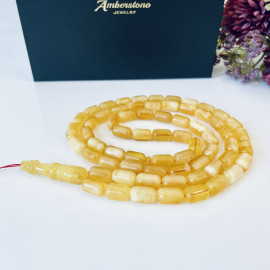 66 Barrel Beads Natural Islamic Prayer Beads, Baltic Amber Misbaha