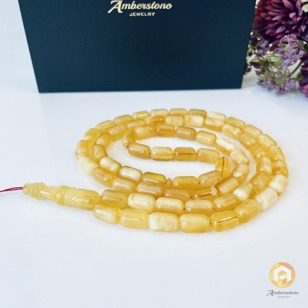 صلاة إسلامية عنبر النمر الطبيعي 45 خرزة، مسبحة عنبر البلطيق