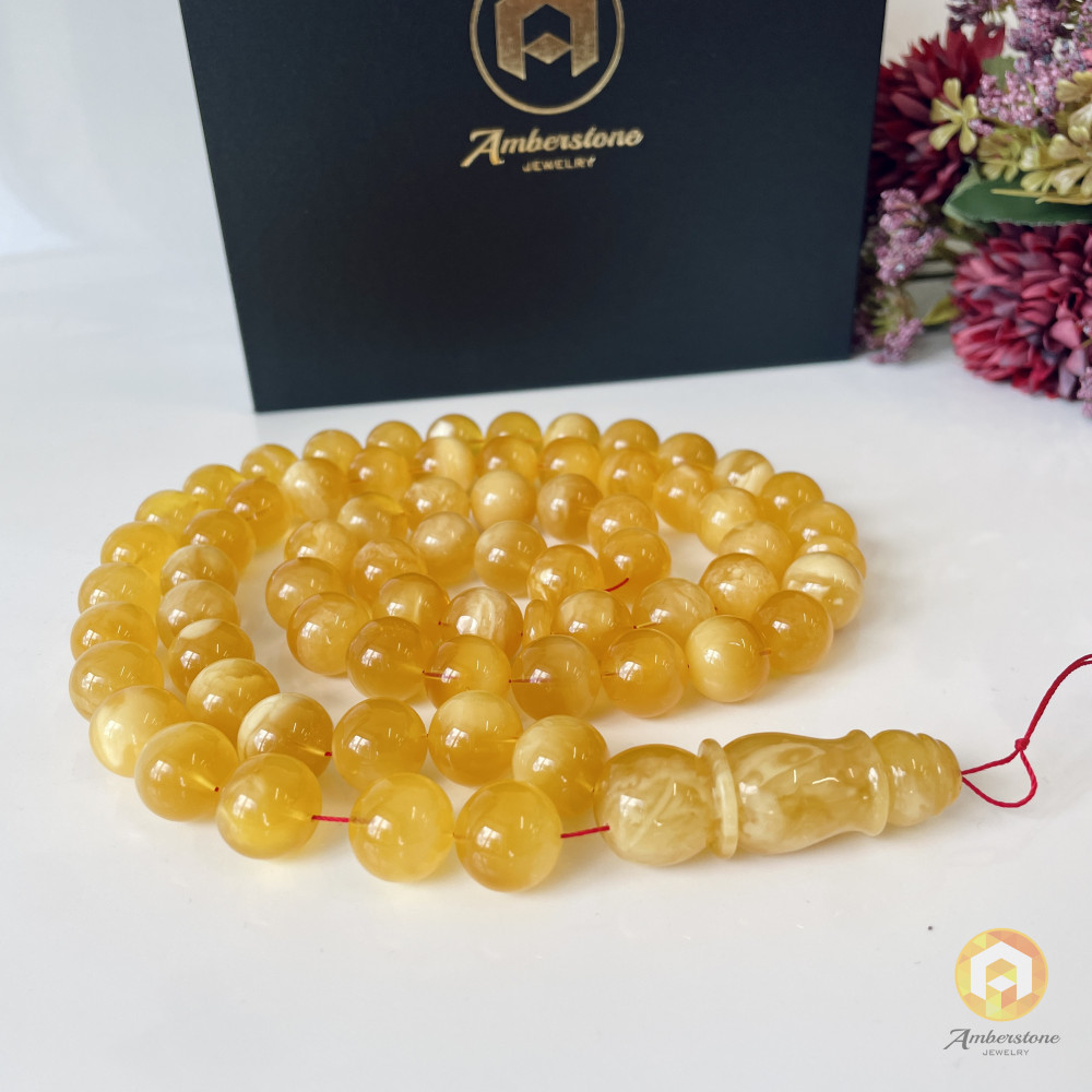 صلاة إسلامية عنبر النمر الطبيعي 45 خرزة، مسبحة عنبر البلطيق