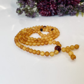 Yellow Baltic Amber Mala, Natural Amber Mala with Cherry Separators