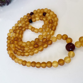 Yellow Baltic Amber Mala, Natural Amber Mala with Cherry Separators