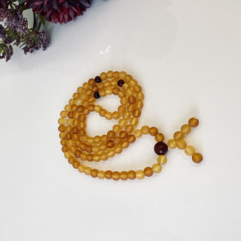 Milky White Color Baltic Amber Mala Rosary Buddhist Mila Beads 47 g 9 mm Prayer