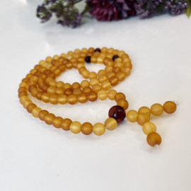 Milky White Color Baltic Amber Mala Rosary Buddhist Mila Beads 47 g 9 mm Prayer