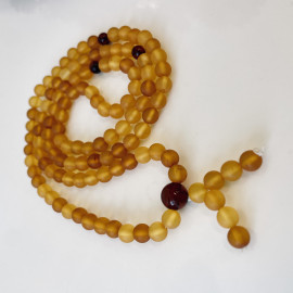 Milky White Color Baltic Amber Mala Rosary Buddhist Mila Beads 47 g 9 mm Prayer