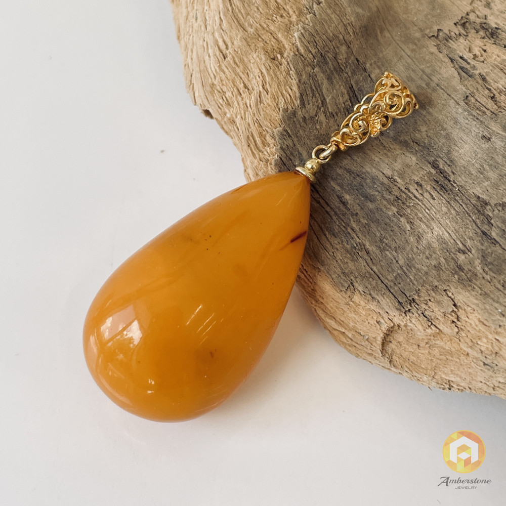 Butterscotch Amber Pendant, Simply Beauty Orange Amber Necklace