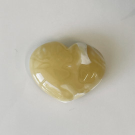 NEW White and Yellow Baltic Amber Heart Stone, Natural Amber Gem