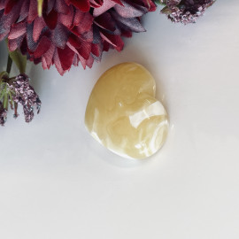 NEW White and Yellow Baltic Amber Heart Stone, Natural Amber Gem