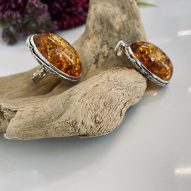Cognac Amber Pendant and 925 Silver