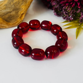 Red Amber Bracelet made of Natural Amber,...