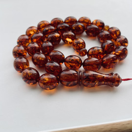 Gold Cognac Amber Islamic Prayer Beads, Amber Rosary