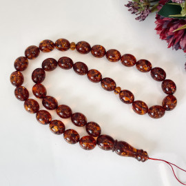 Gold Cognac Amber Islamic Prayer Beads, Amber Rosary