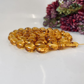 Light Cognac Amber Islamic Prayer Beads, Amber Muslim Rosary