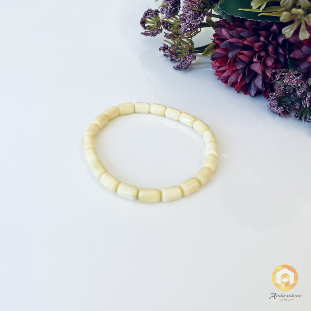 NEW Bracelet made of Natural Baltic Amber, White Amber Beads