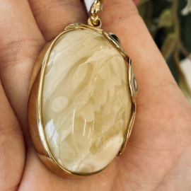 Premium Quality Genuine Baltic Amber Donut Pendant in Yellow Tiger