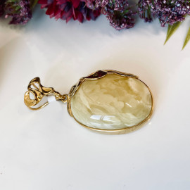 Premium Quality Genuine Baltic Amber Donut Pendant in Yellow Tiger