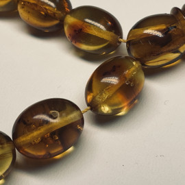 Natural Amber Prayer Beads with Insect Inclusions- Oval Baltic Amber Misbaha
