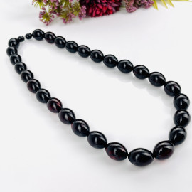 Beautiful Natural Cherry Amber Necklace Olive Beads