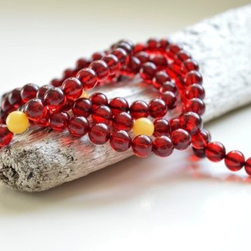 Red Amber 108 Prayer Beads Rosary 8.5 mm round beads Bracelet Mila Mālā Baltic Amber 40 g
