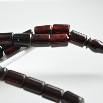 Red Cherry color Baltic Amber Islamic Prayer Beads 28.5 grams 12 x 9 mm rosary Muslim Rosary مسبحة, Barrel Beads, 33 beads