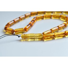 Misbaha Islam Rosary of Genuine Baltic Amber Cognac Color Beads 37.5 g Handmade