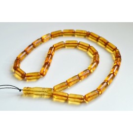 Misbaha Islam Rosary of Genuine Baltic Amber Cognac Color Beads 37.5 g Handmade