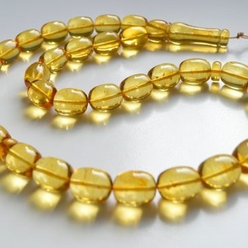33 Beads Light Lemon Baltic Amber Islamic Misbaha Worry Beads 63 g Tasbih Rosary