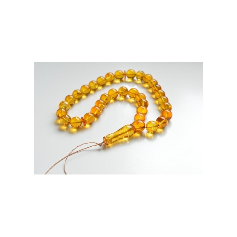 Tasbih Rosary of Baltic Amber Massive 12 mm Beads 37 g Yellow Amber Islamic Misbaha
