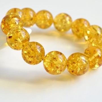 Natural Baltic Amber Beaded Bracelet, 18 mm Orange Amber