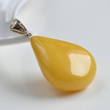 Butterscotch Baltic Amber Pendant, 925 Silver, Amber Jewelry, Amber Necklace, Massive Amber Pendant, Drop Shape Pendant