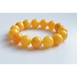 Butterscotch Amber Bracelet 14.5 mm, Egg Yolk Amber Bracelet, Massive Amber Bracelet, Yellow Summer Fashion Jewelry