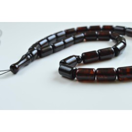 Red Cherry color Baltic Amber Islamic Prayer Beads 73 grams 18.5 x 12 mm rosary Muslim Rosary مسبحة, Barrel Beads, 33 beads