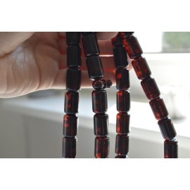 Red Cherry color Baltic Amber Islamic Prayer Beads 73 grams 18.5 x 12 mm rosary Muslim Rosary مسبحة, Barrel Beads, 33 beads