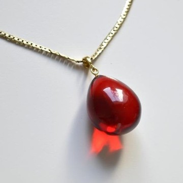 Royal Red Ruby Amber Pendant, Gold- plated 925 Silver, Jewelry, 8 g