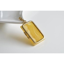 Butterscotch Baltic Amber Pendant, Gold-plated 925 Silver Necklace, Genuine Amber Necklace, 12 g