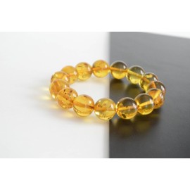 22g Cognac Color Genuine Baltic Amber Wristbracelet 14mm Handmade Amber Beads Perfect Gift